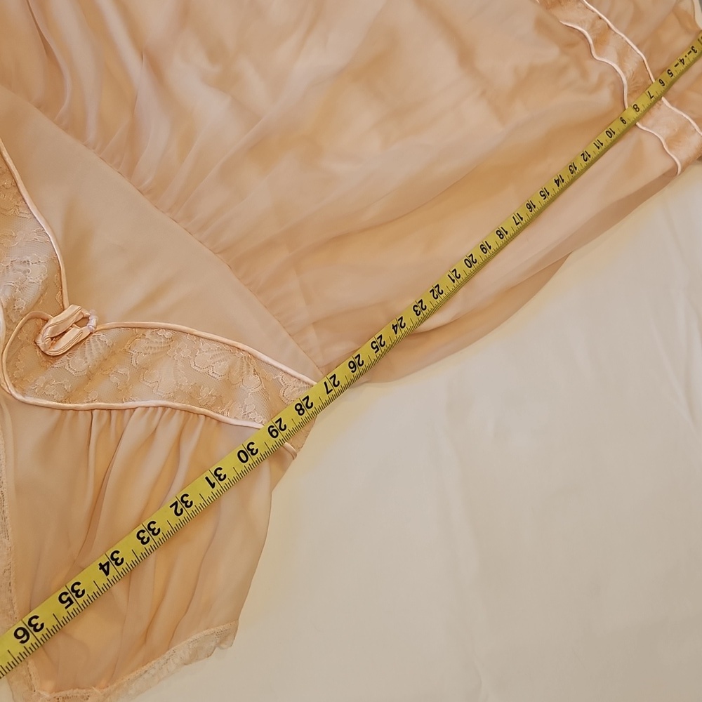 Gotham Gold Stripe Nightgown Vintage size 32 bust XS Beige Semi Sheer Glamorous - Picture 14 of 16
